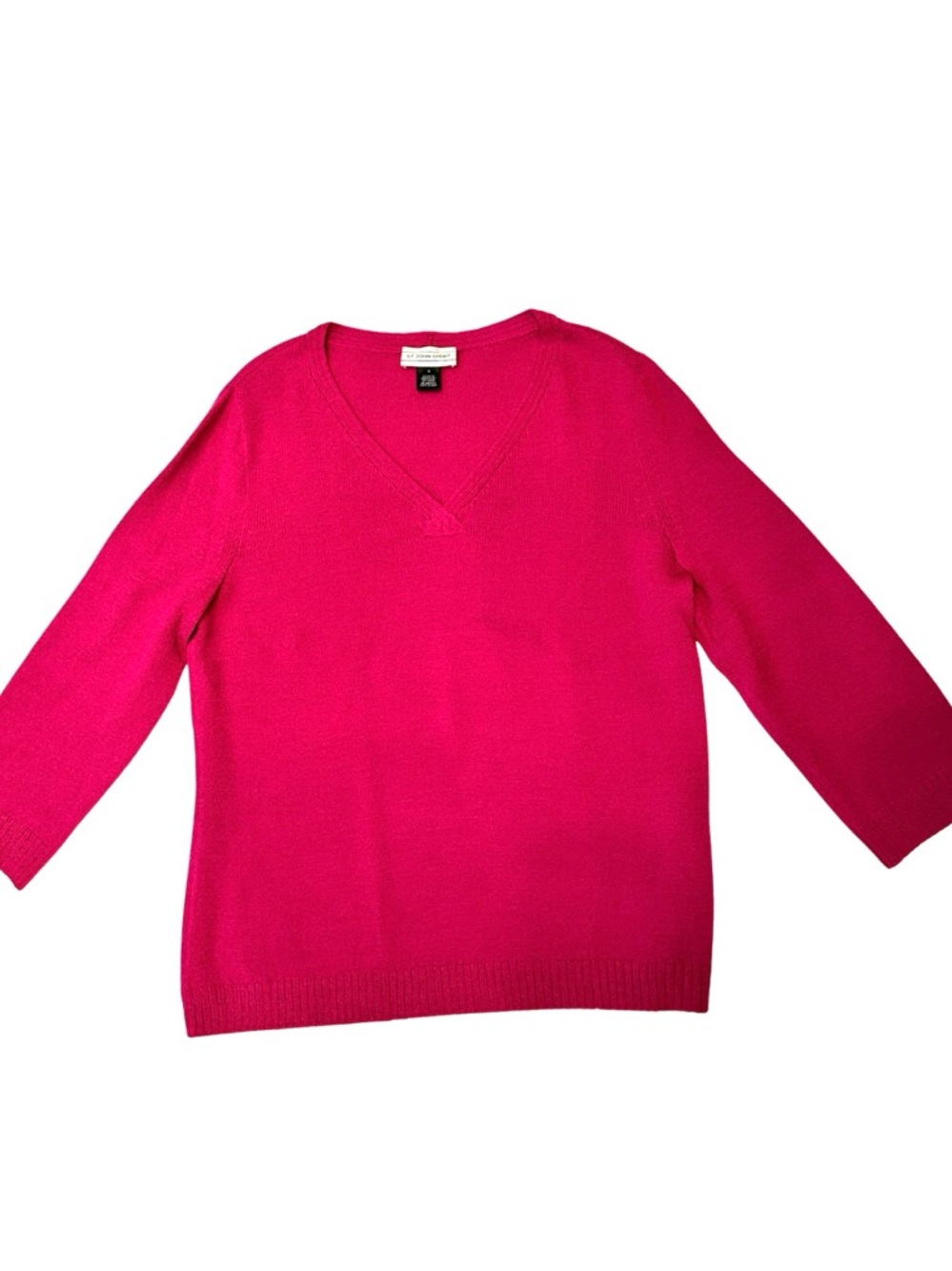 St John Sport Santana Knit Sweater Pink V-Neck 3/4 Sleeve Size S Luxury Classic - Picture 8 of 14